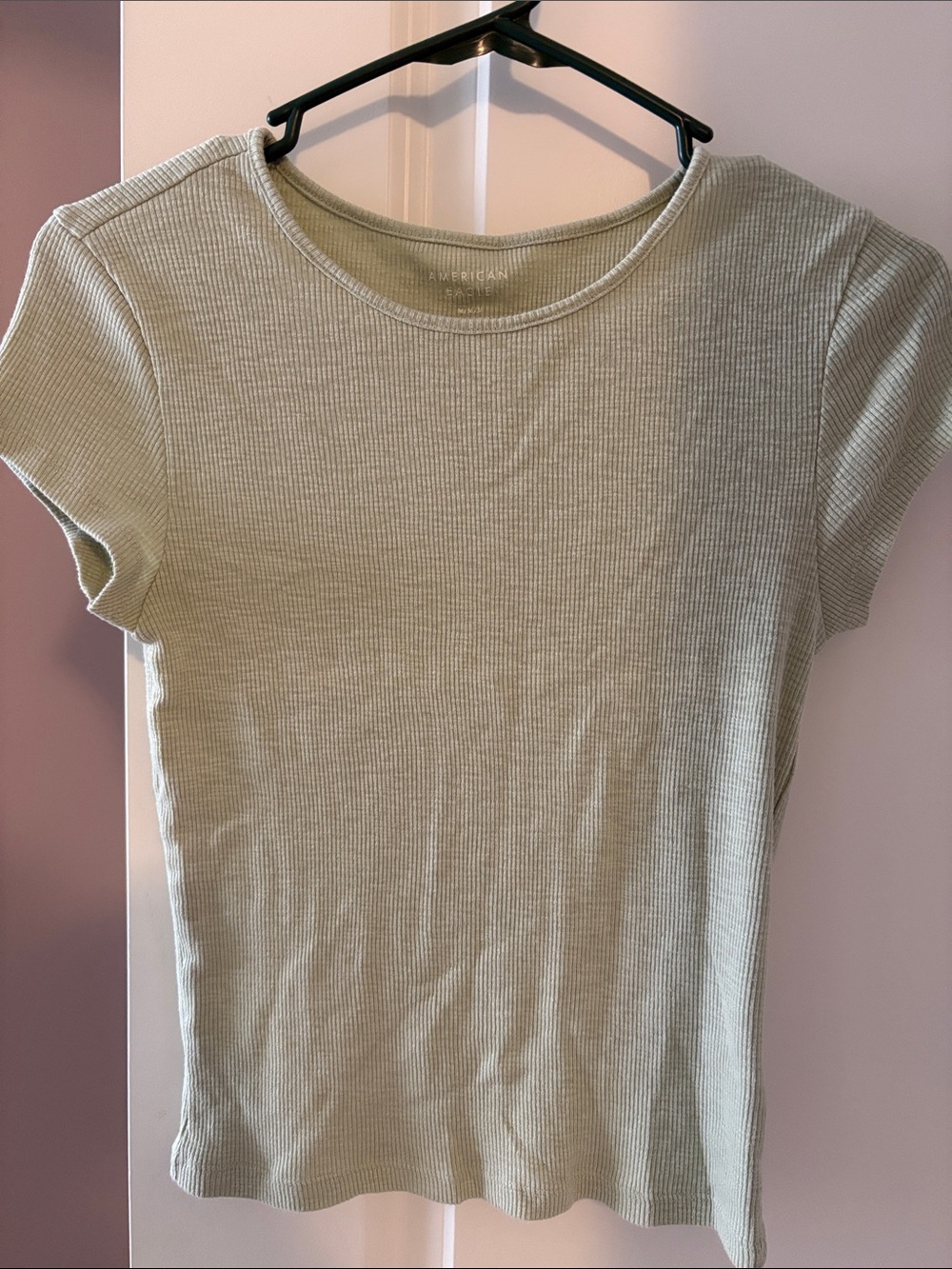 American Eagle Outfitters Sage Green Ribbed Short Sleeve Tee